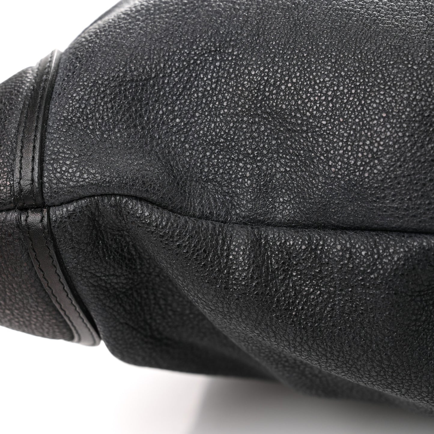 Washed Calfskin Drawstring Tote Black