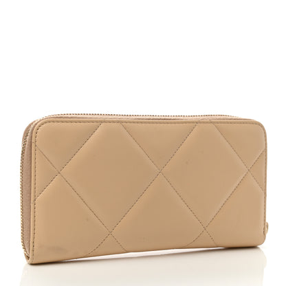 Chanel Shiny Goatskin Quilted 19 Long Zipped Around Wallet Beige 3 of 10