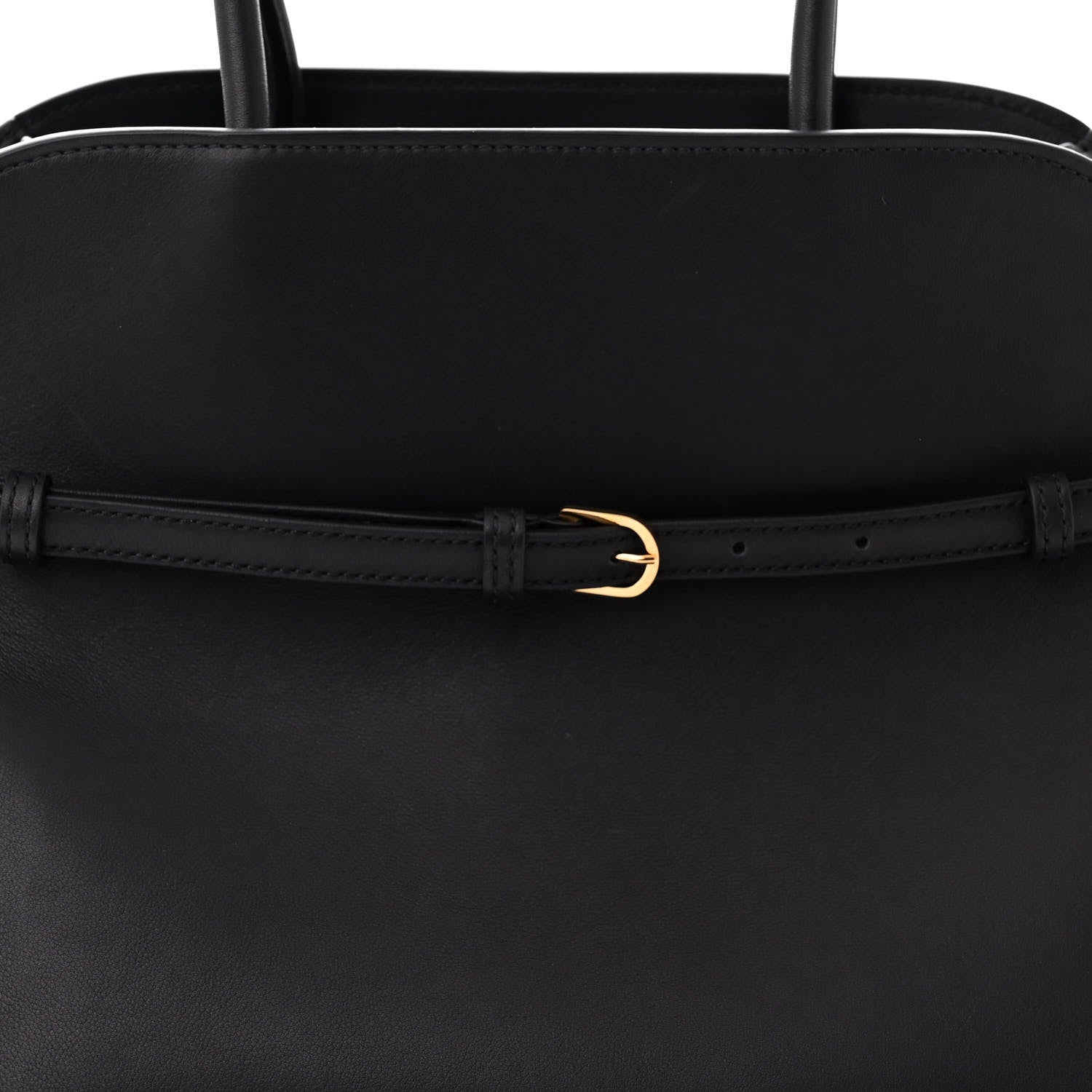 The Row Polished Saddle Calfskin Soft Margaux Belt 12 Black 7 of 9