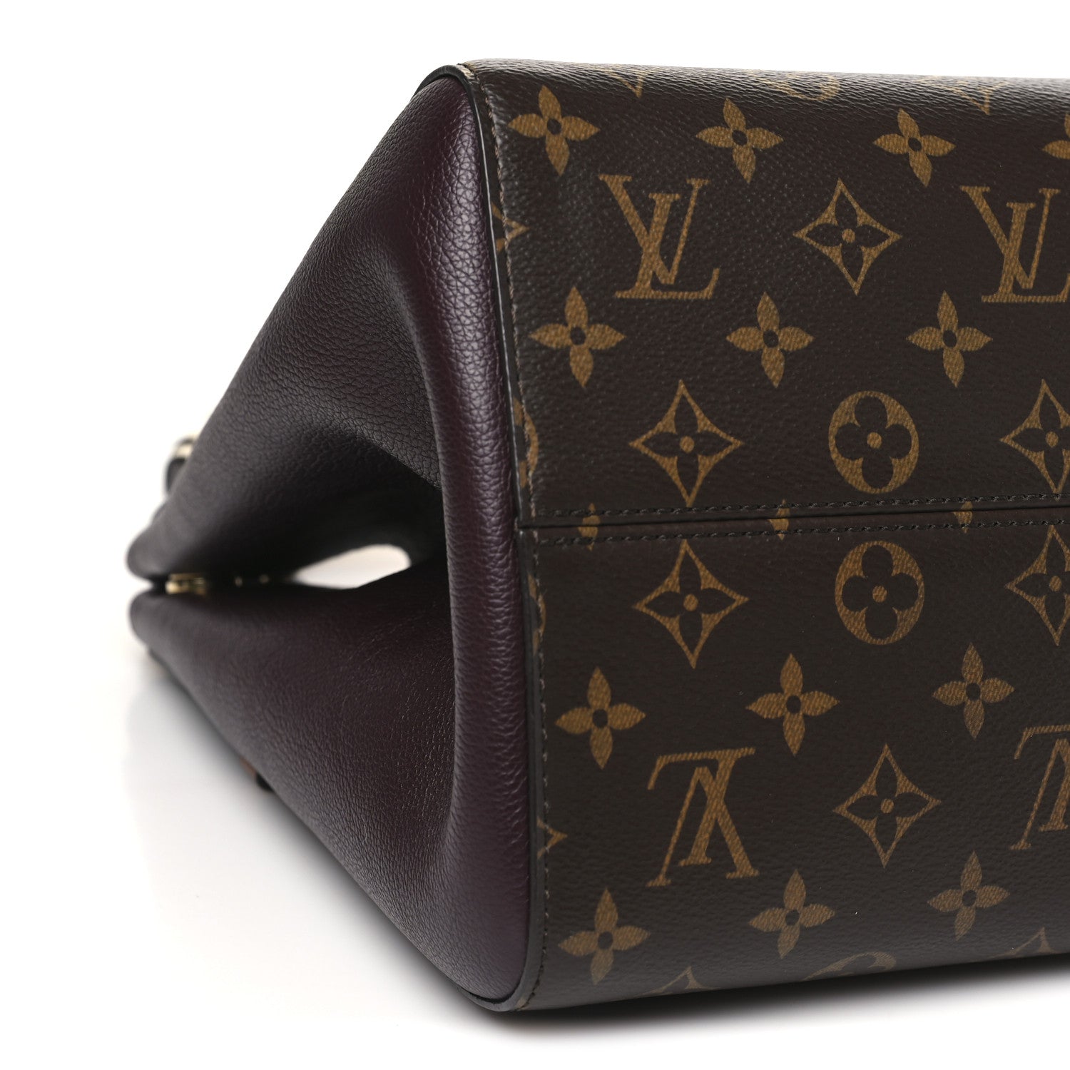 Louis Vuitton Calfskin Monogram Fold Tote MM Black Wine Cream 7 of 8