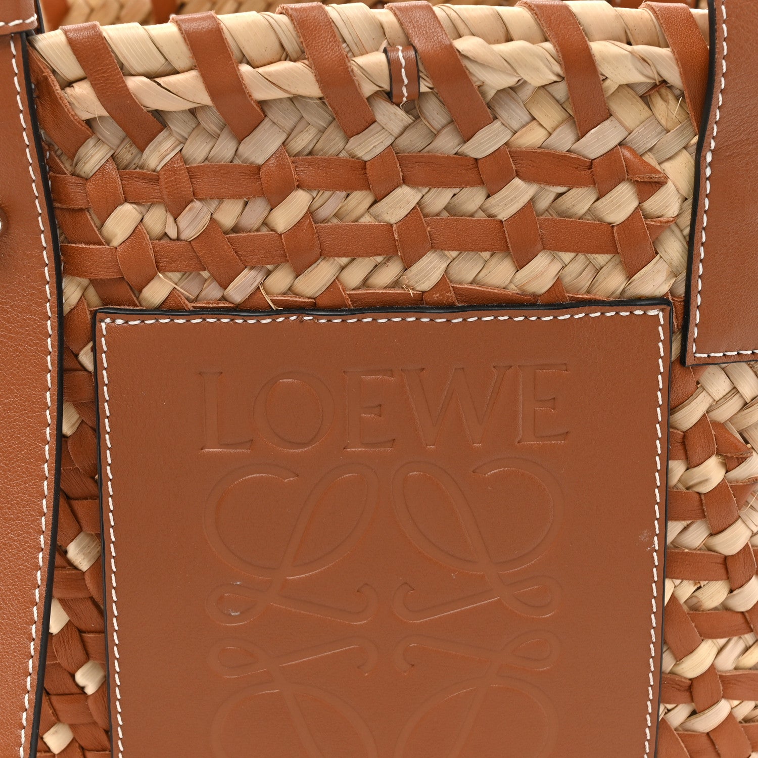 Loewe Raffia Calfskin Woven Basket Tote Bag Natural Tan 8 of 14
