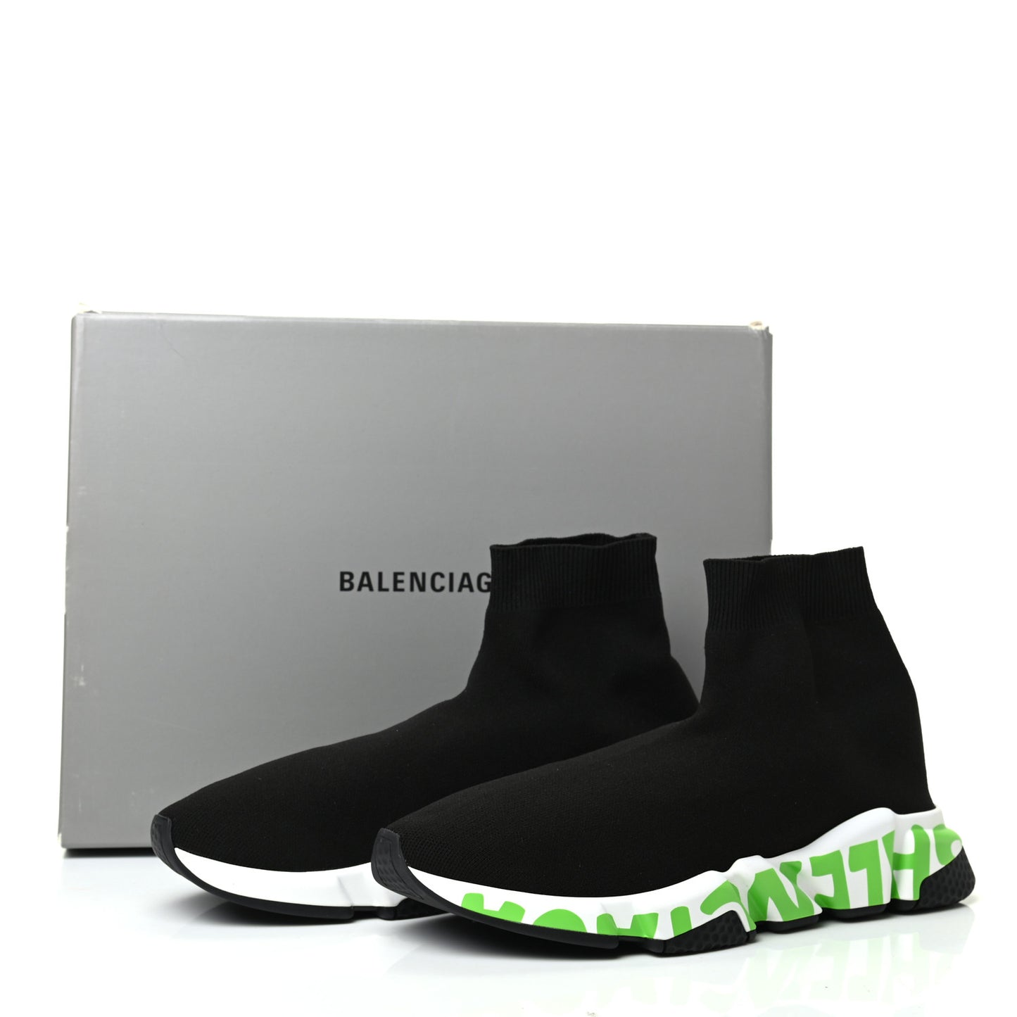 Neoprene Knit Mens Speed Graffiti Sneakers 42 Black White Fluo Green