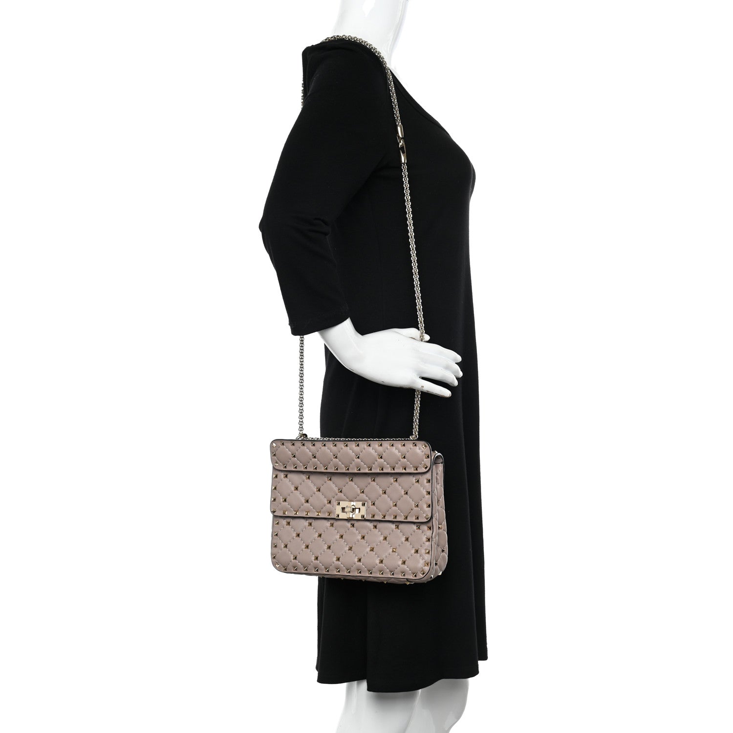 Valentino Garavani Lambskin Medium Rockstud Spike Shoulder Bag Poudre 2 of 11
