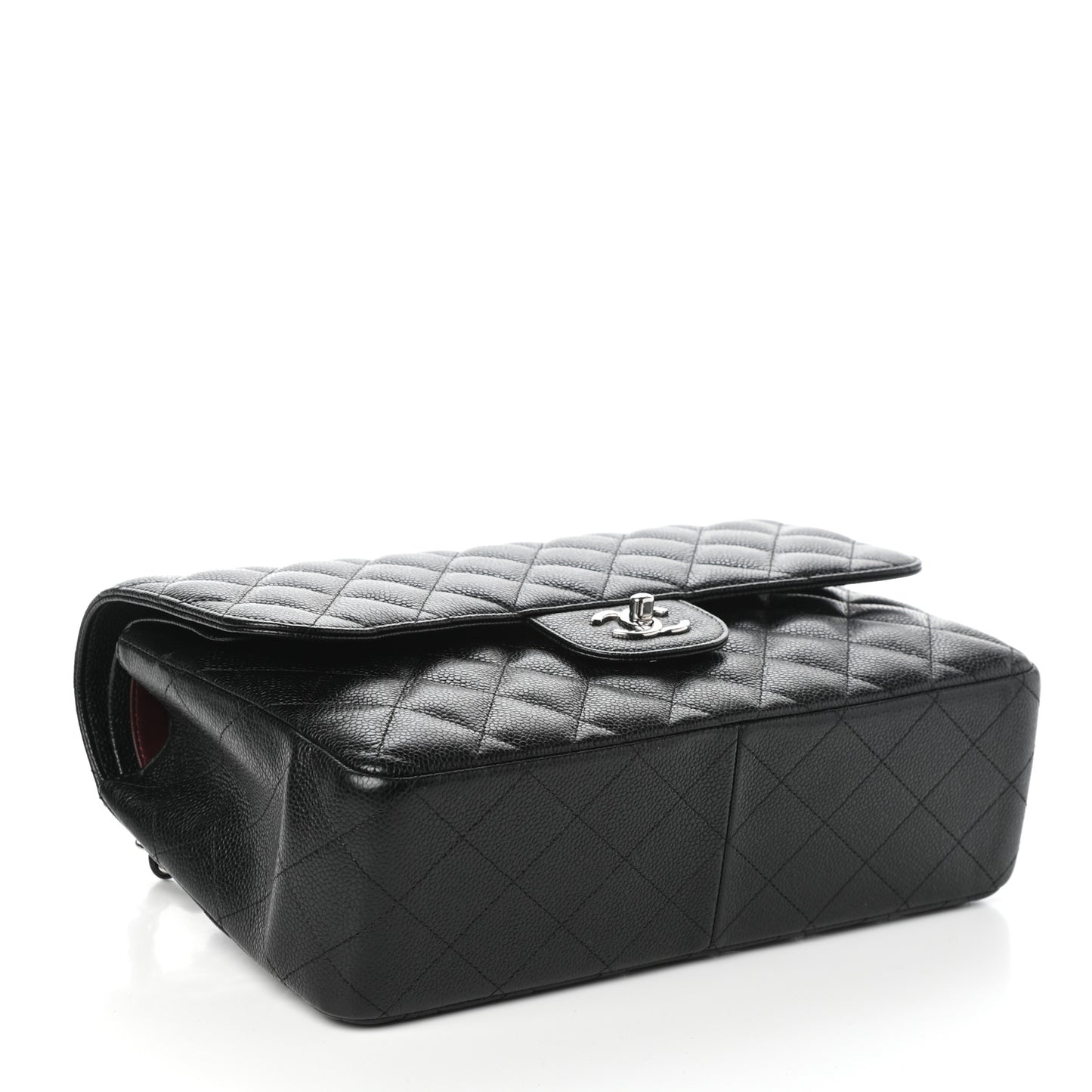 Caviar Quilted Jumbo Double Flap Black