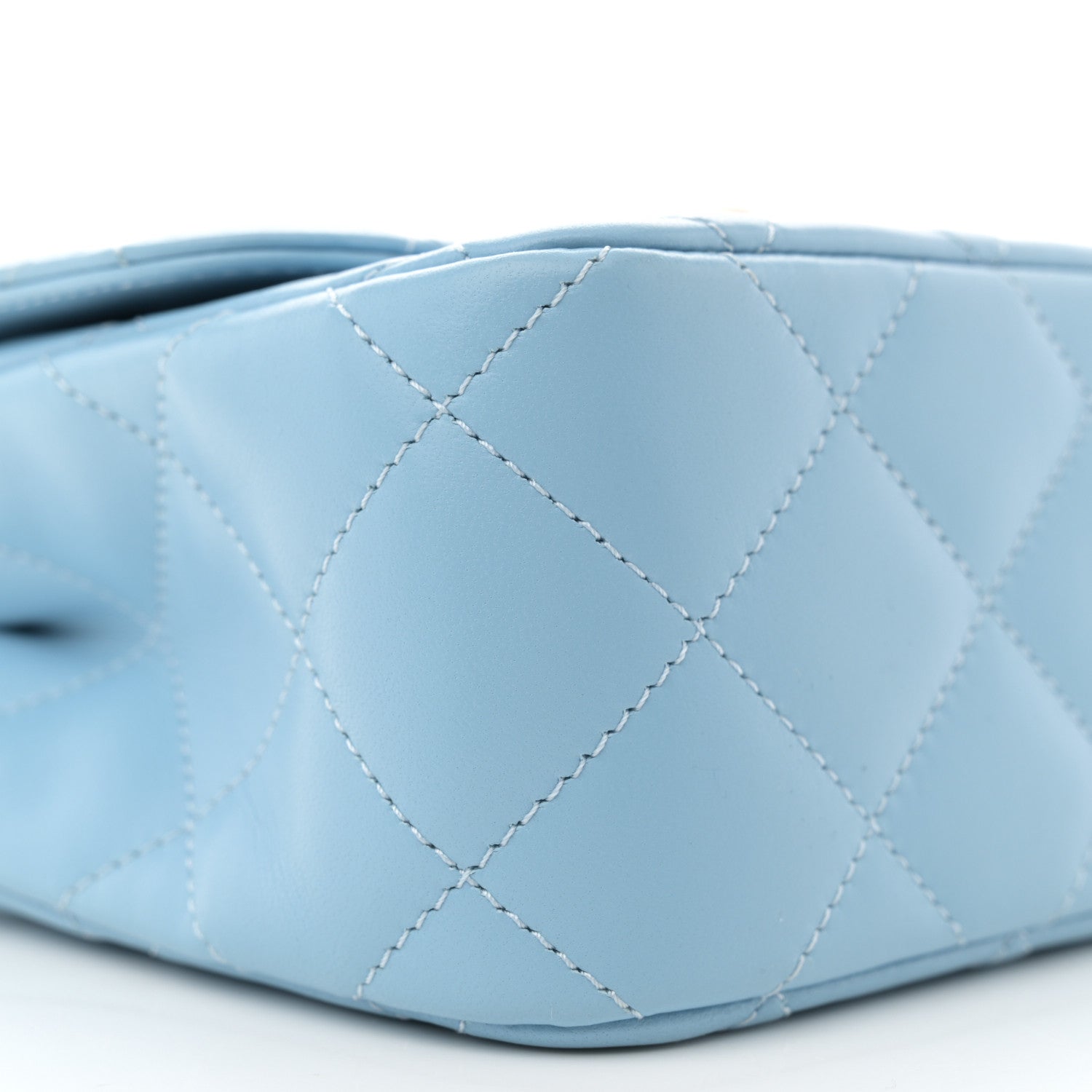 Chanel Lambskin Metal Quilted Twist Top Handle Flap With Chain Light Blue 9 of 11