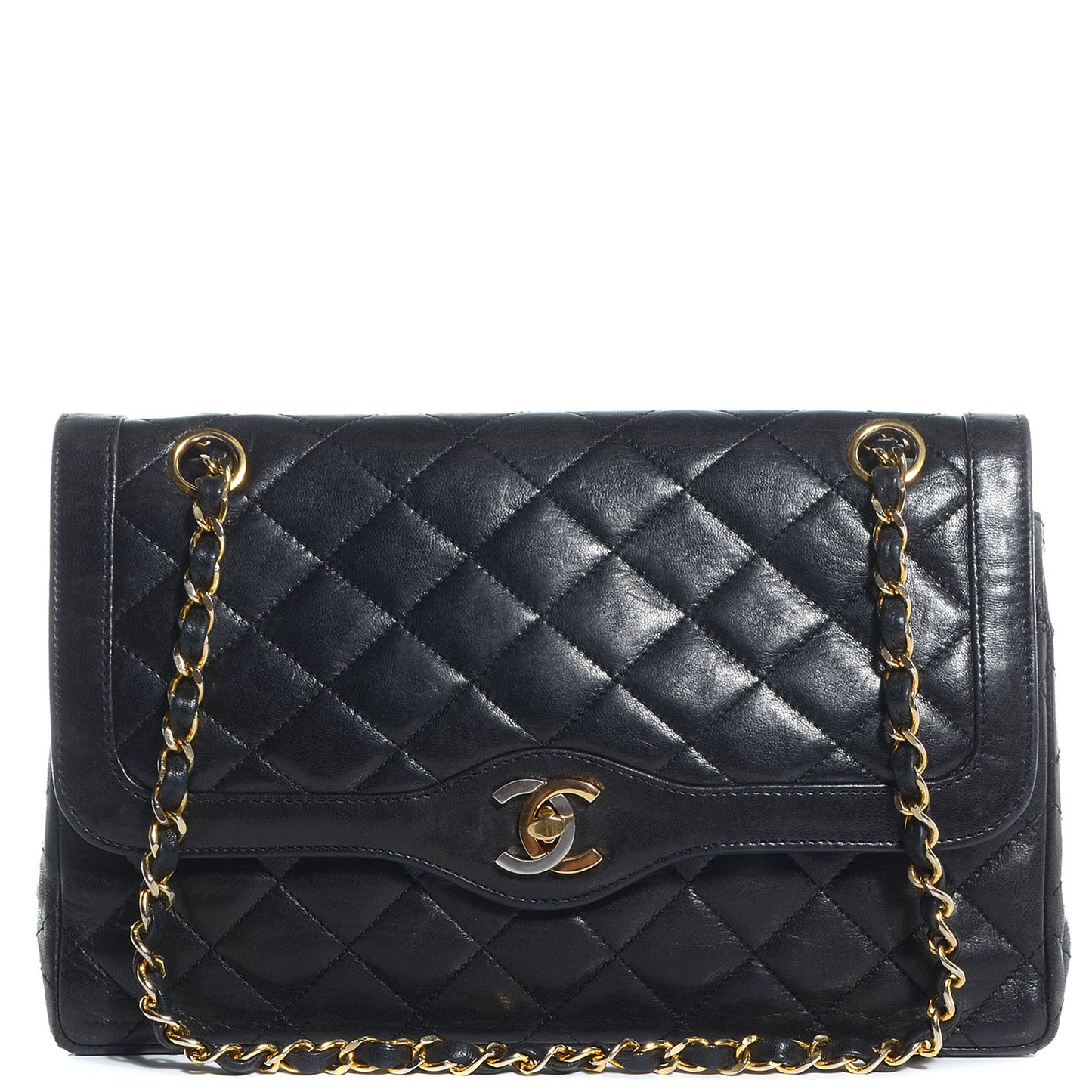 Lambskin Medium Double Flap Black