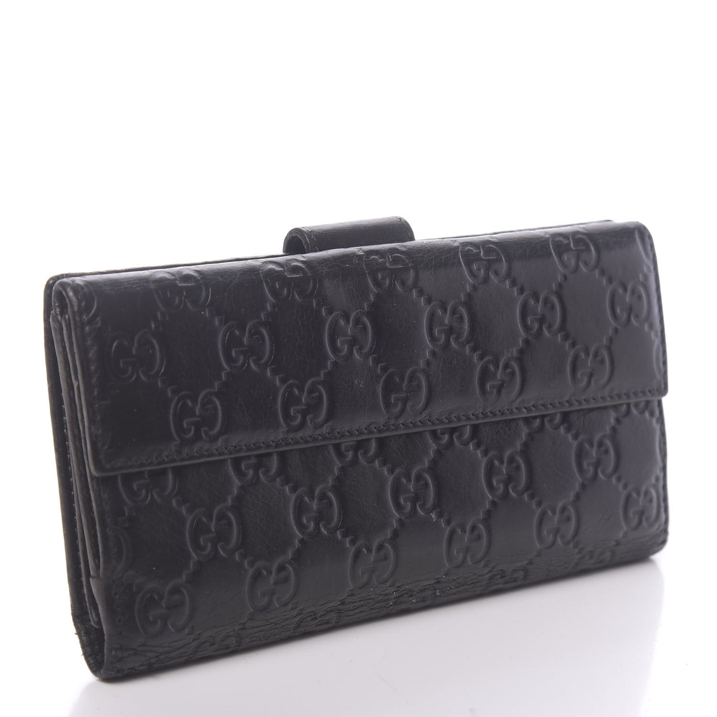 Guccissima Margaux Calfskin Icon Bar Continental Flap Wallet Black