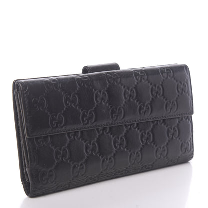 Gucci Guccissima Margaux Calfskin Icon Bar Continental Flap Wallet Black 3 of 15