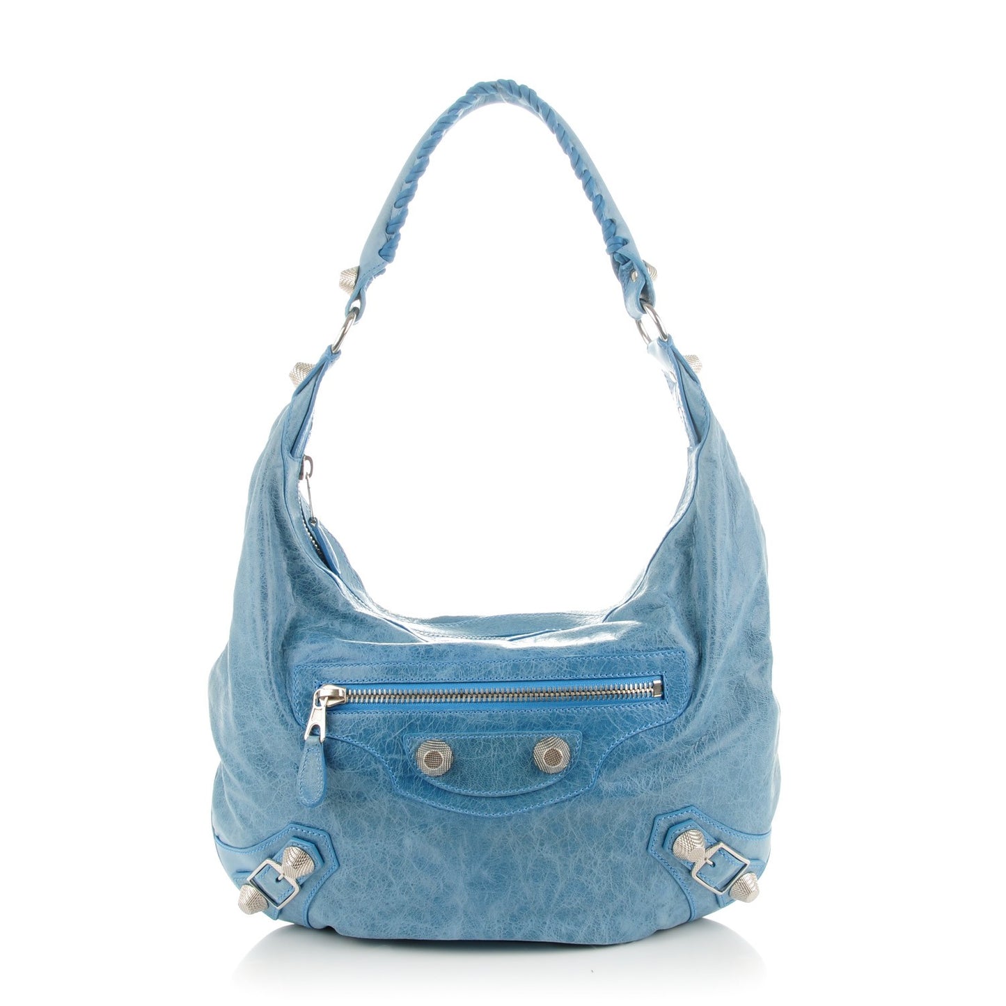 Chevre Giant 21 Silver Hardware Hobo Aquamarine