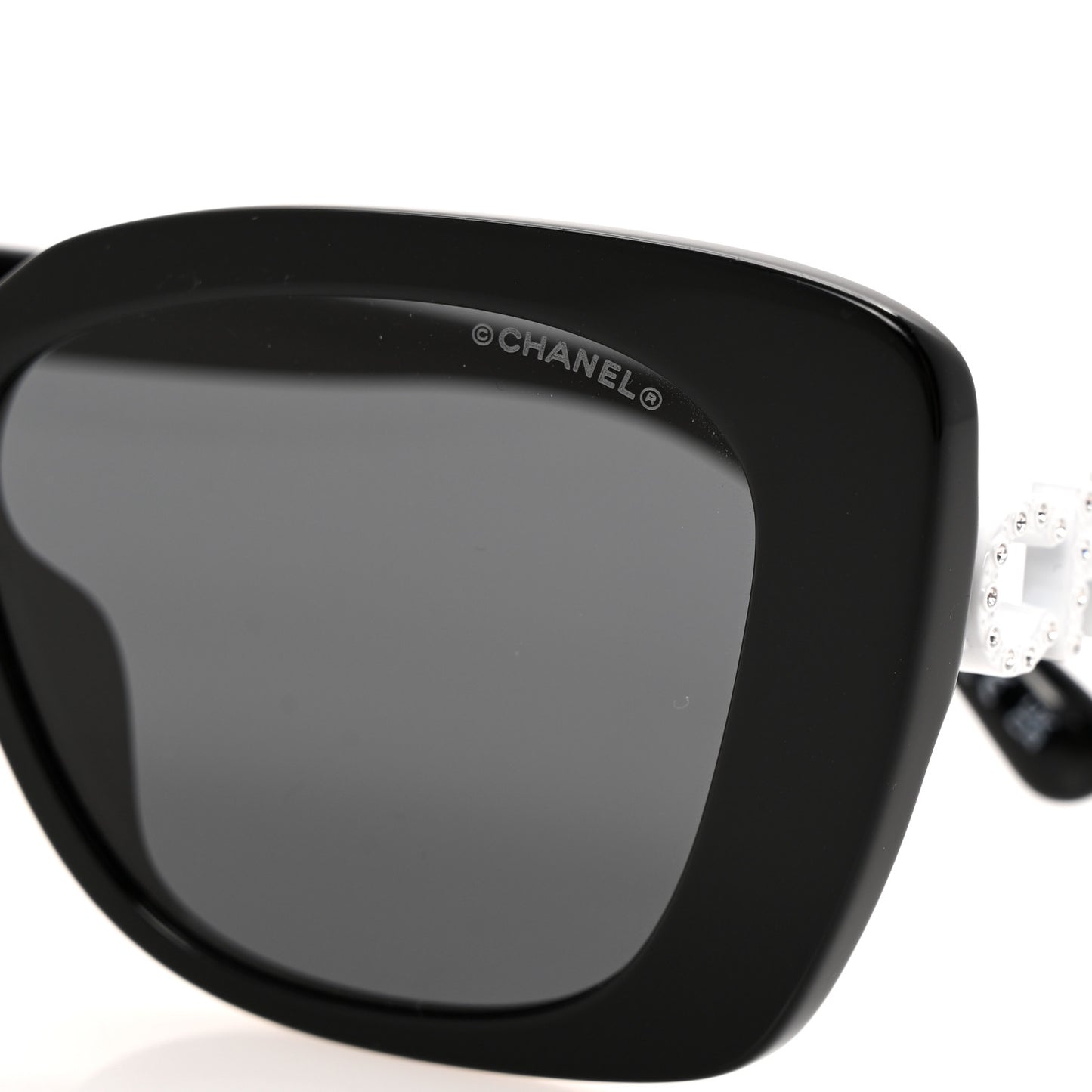 Acetate Strass Square Sunglasses 5422-B-A Black White