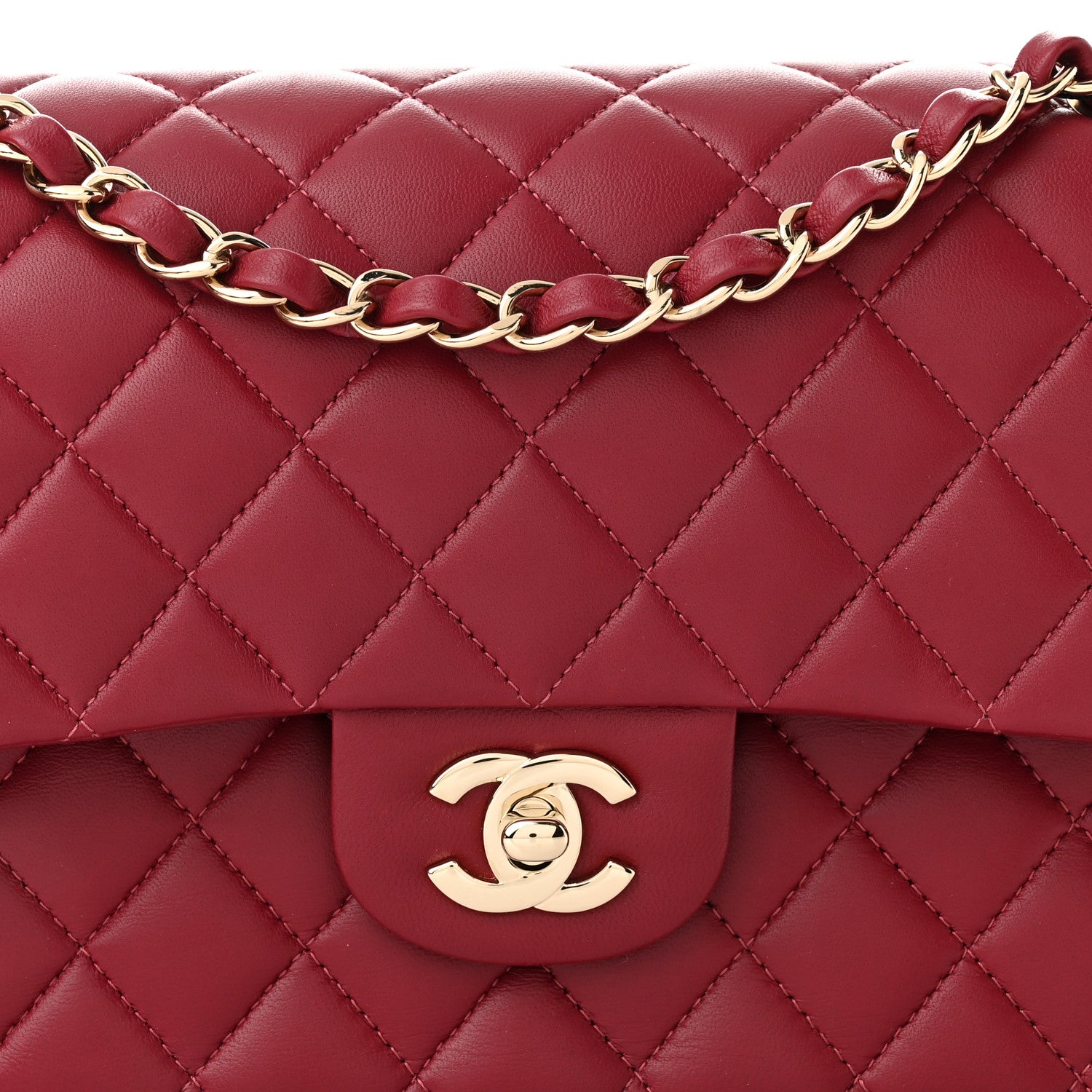 Chanel Lambskin Quilted Medium Double Flap Burgundy 10 of 10