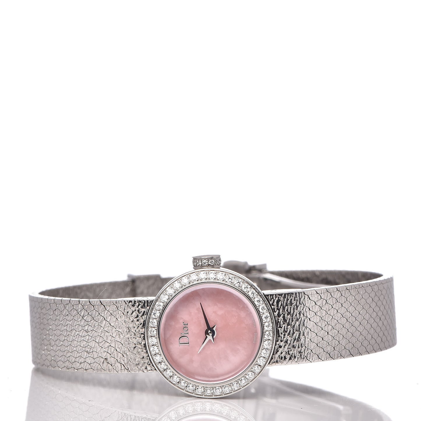 Stainless Steel Diamond Bezel Pink Mother of Pearl 19mm La D De Dior Quartz Watch
