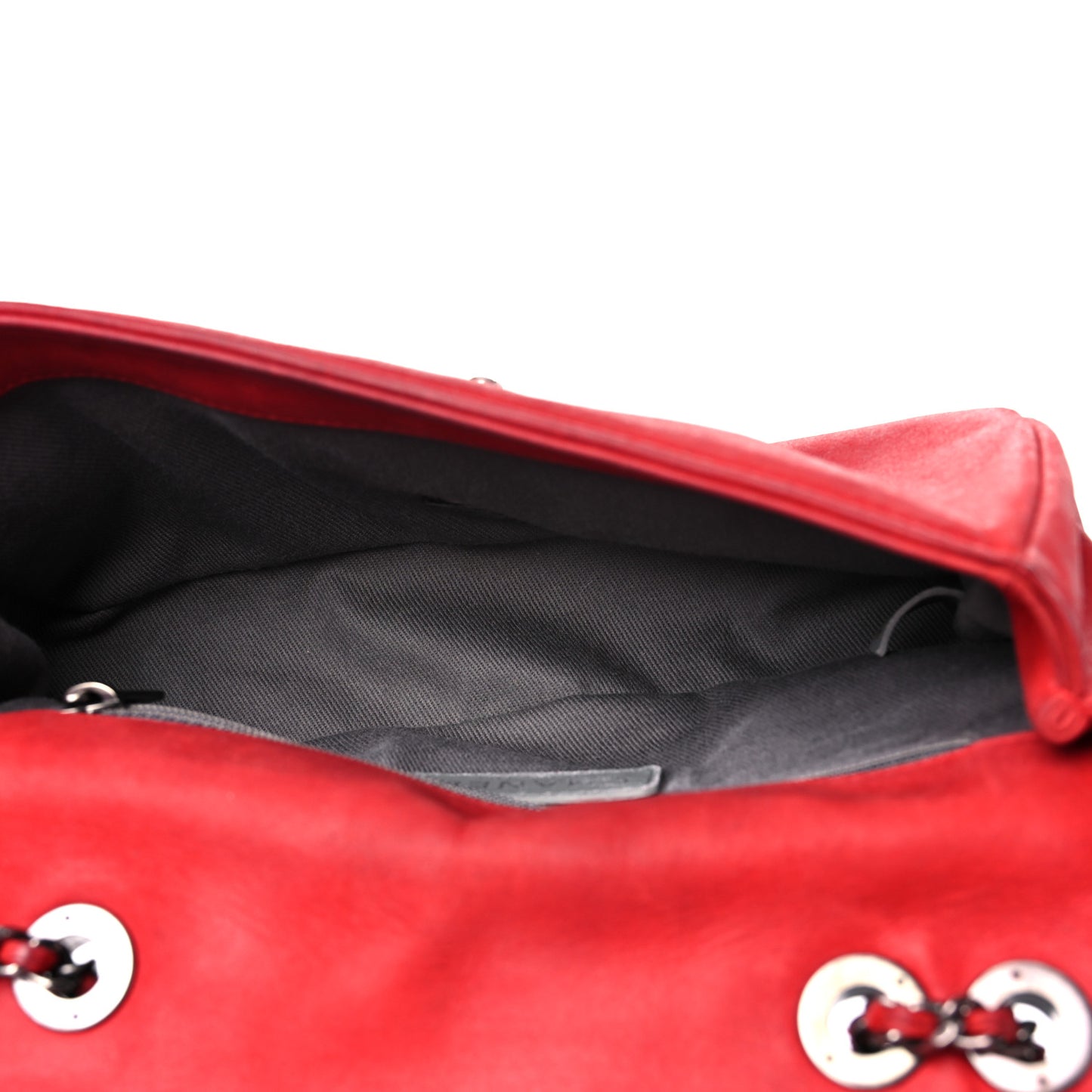 Iridescent Calfskin Diamond Stitch Small Flap Red