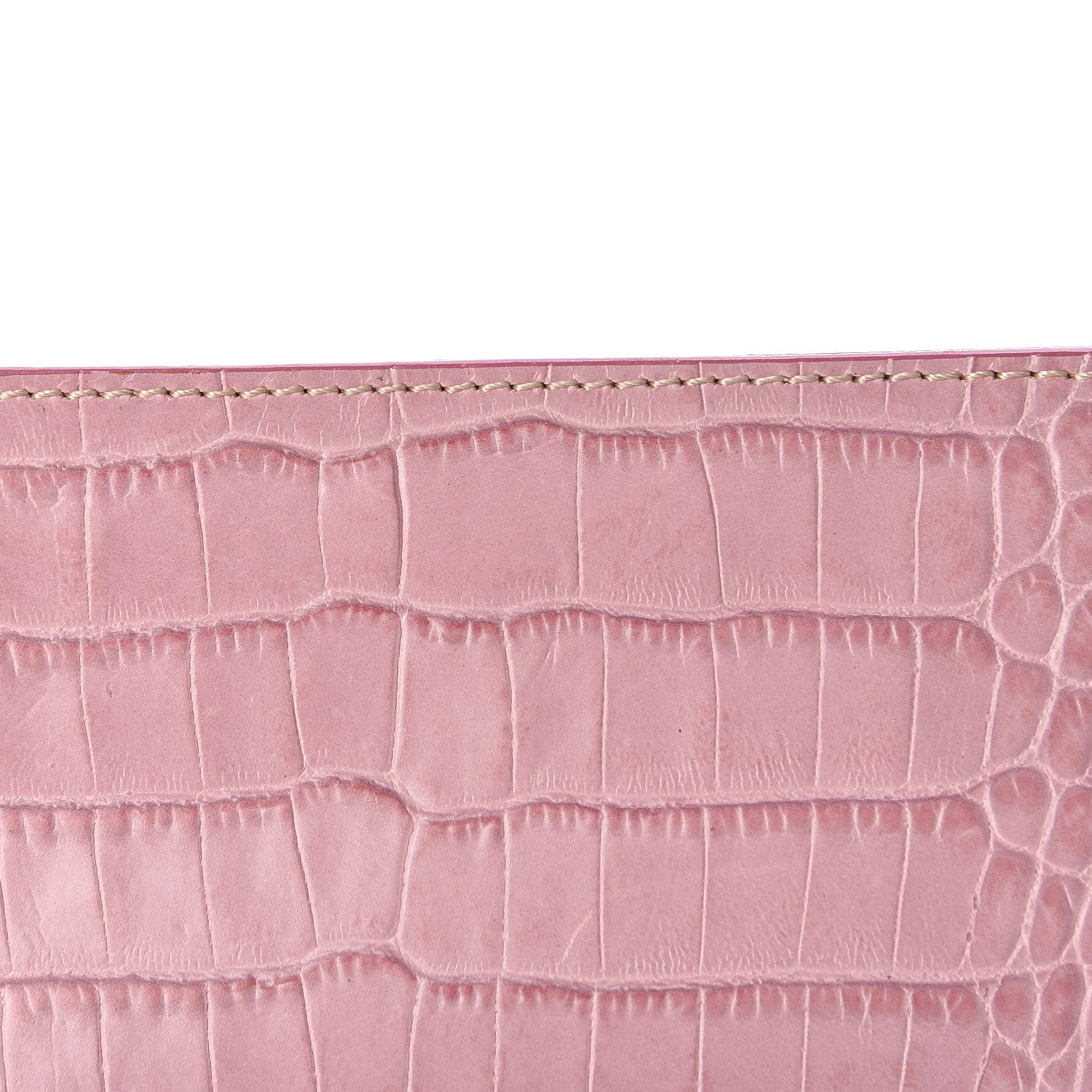 Valentino Garavani Calfskin Crocodile Embossed Crystal Wristlet Clutch Pink 7 of 9