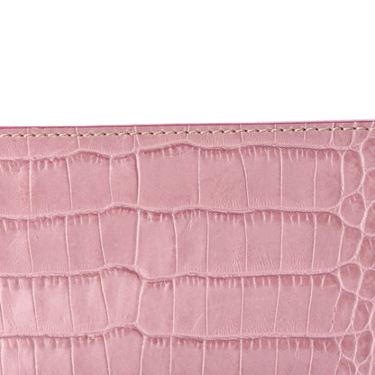 Valentino Garavani Calfskin Crocodile Embossed Crystal Wristlet Clutch Pink 7 of 9