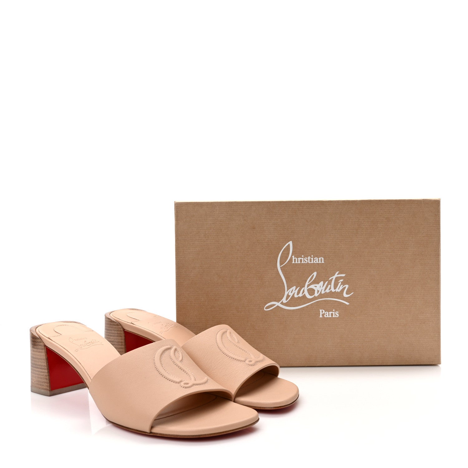 Christian Louboutin Calfskin Logo Embossed So CL 55 Mule 39 Leche Scuro 8 of 8