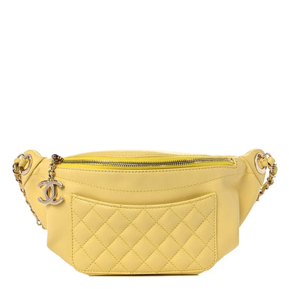 Chanel Lambskin Quilted Waist Belt Bag Yellow 1 of 14