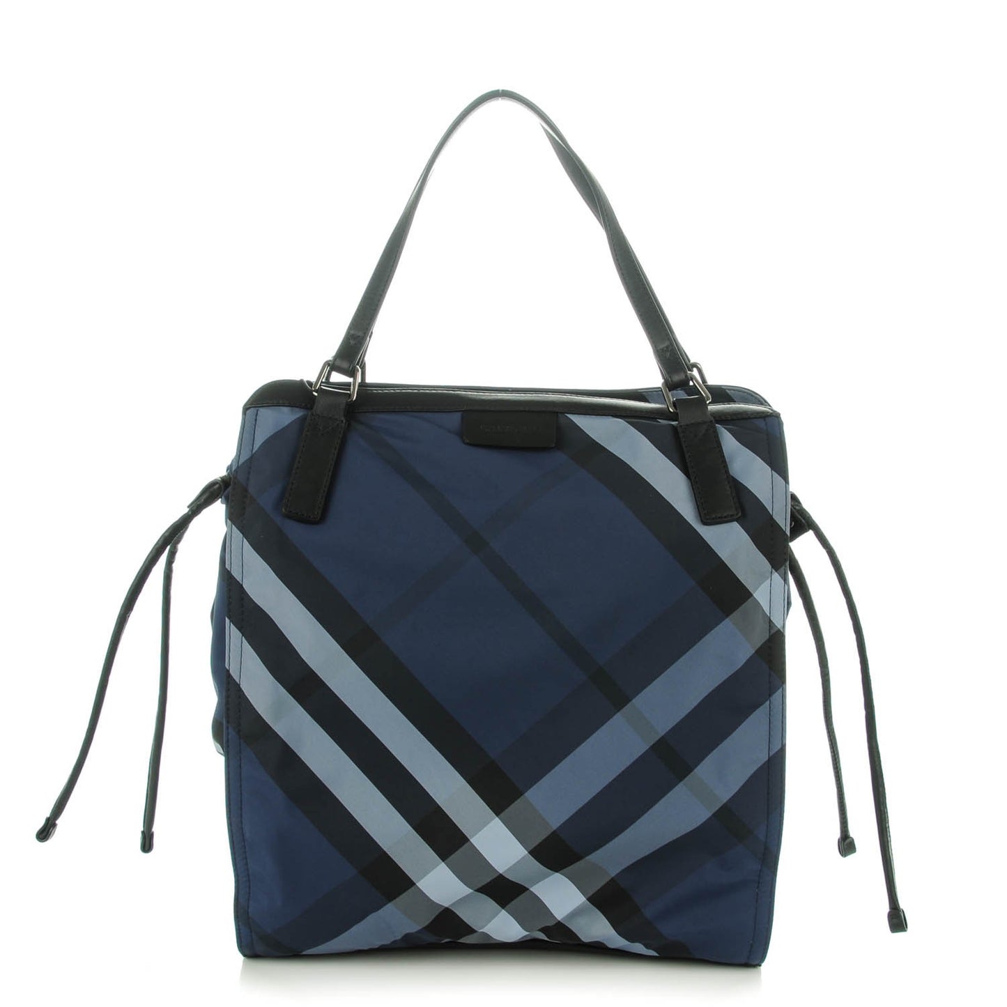 Nylon Check Small Buckleigh Packable Tote Navy Blue