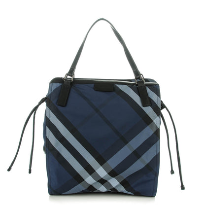Burberry Nylon Check Small Buckleigh Packable Tote Navy Blue 1 of 8