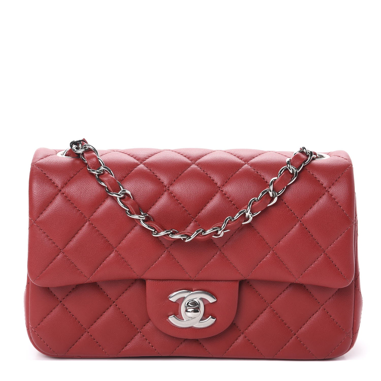 Chanel Lambskin Quilted Mini Rectangular Flap Red 1 of 10