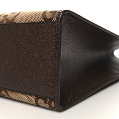 Gucci Monogram Jumbo GG Textured Dollar Calfskin Web Tote Bag Camel Ebony New Acero 10 of 12