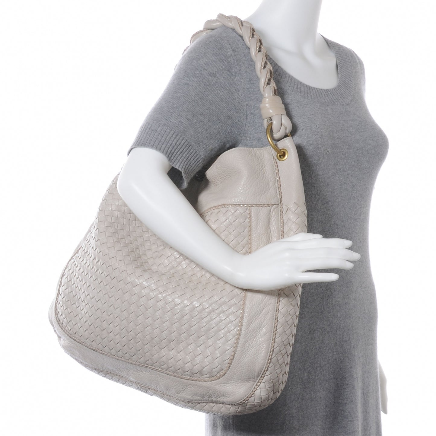 Cervo Intrecciato Shoulder Bag Pergamena