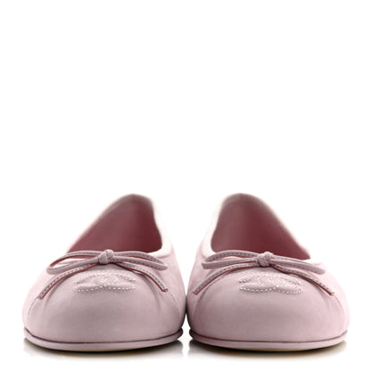 Chanel Suede Calfskin Cap Toe CC Ballerina Flats 38 Light Pink 3 of 10