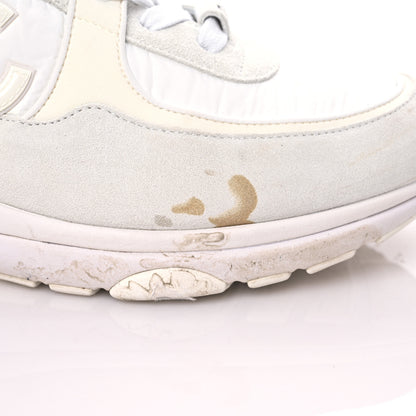 Chanel Suede Calfskin Fabric CC Sneakers 39.5 White 10 of 15