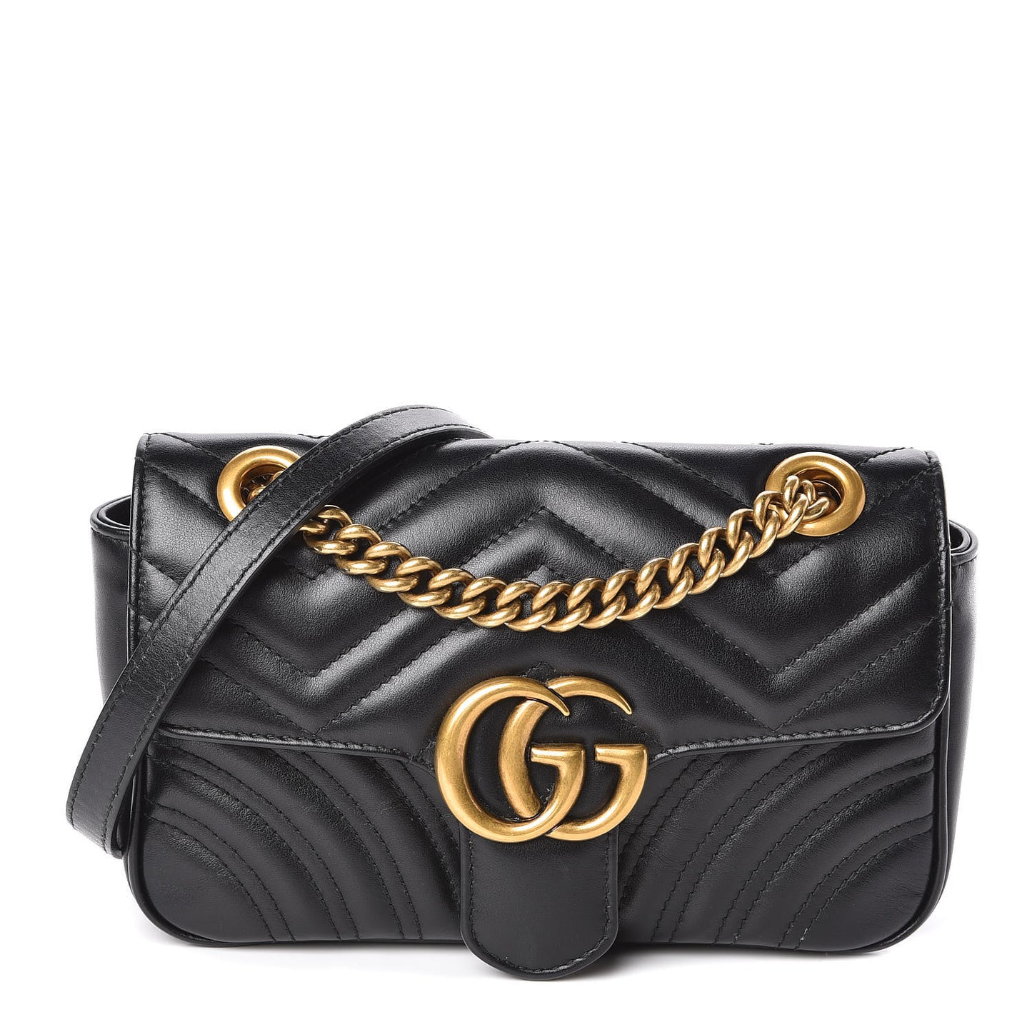 Calfskin Matelasse Mini GG Marmont Shoulder Bag Black