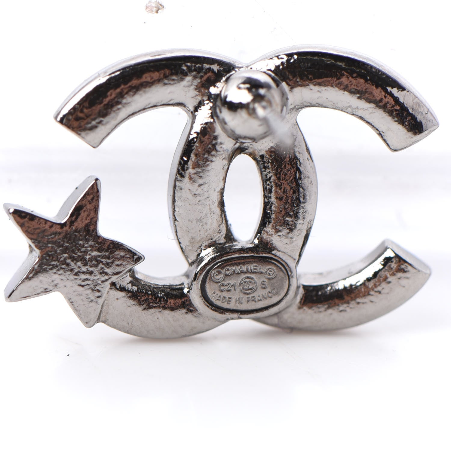 Chanel Crystal CC Starfall Earrings Silver 4 of 5