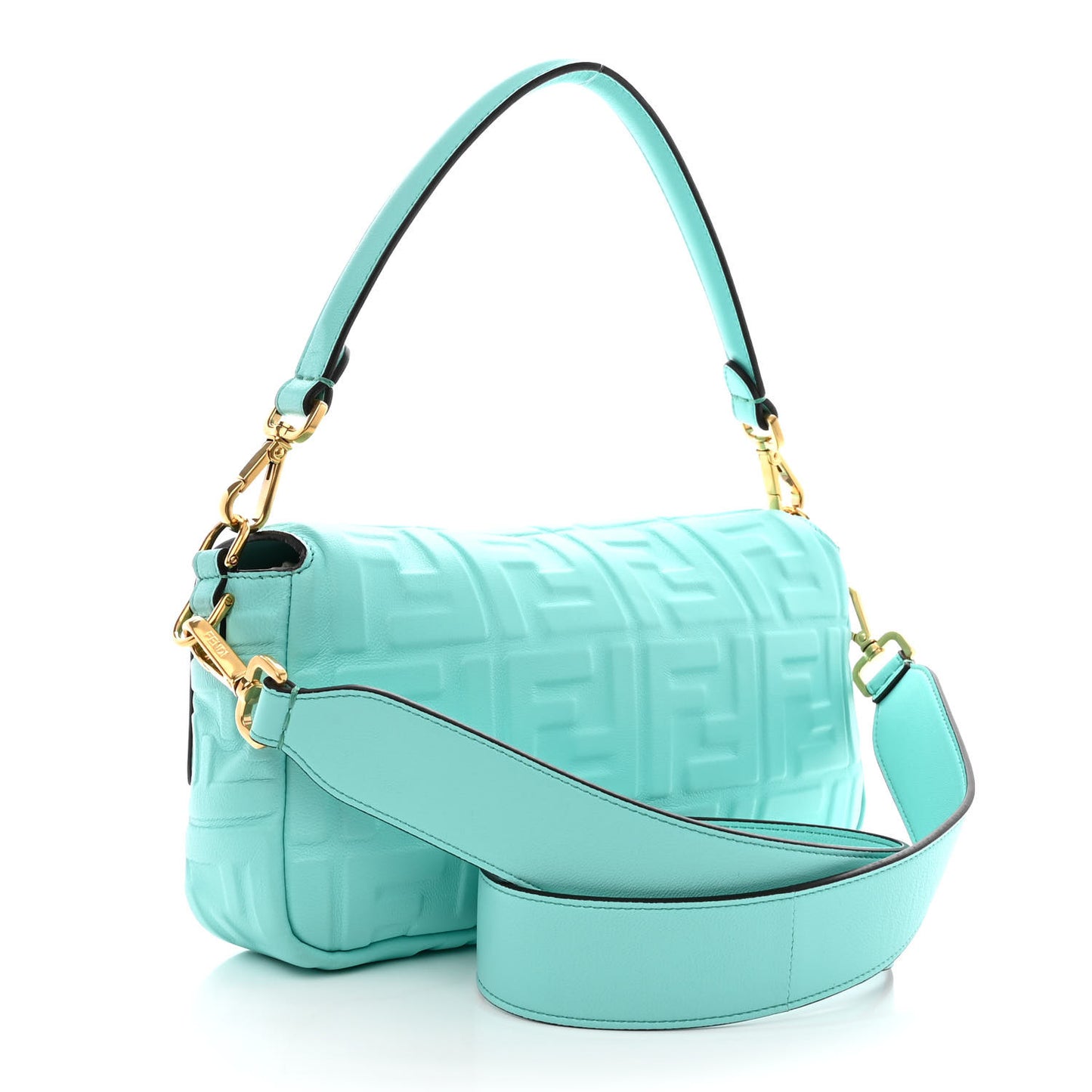 Nappa FF 1974 Embossed Baguette Spring Turquoise