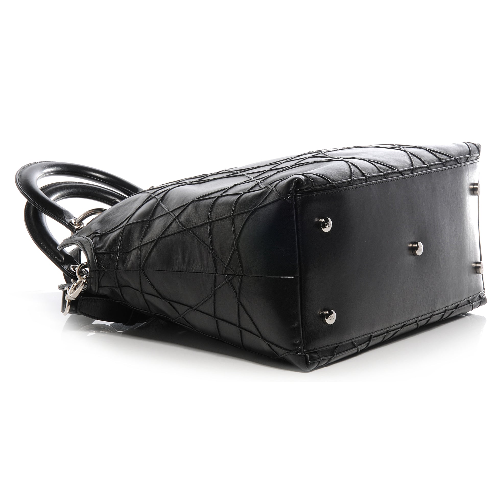 Christian Dior Lambskin Cannage Medium Granville Tote Black 4 of 8