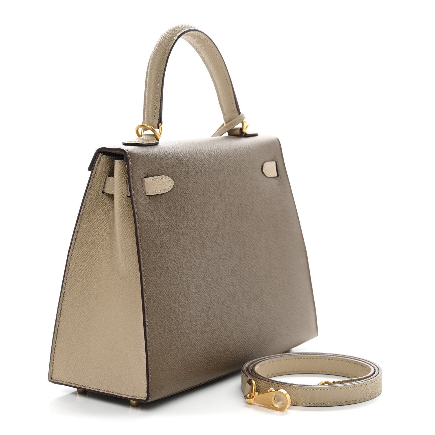 Hermes Epsom Bi-Color Horseshoe Kelly Sellier 25 Etoupe Trench 2 of 10