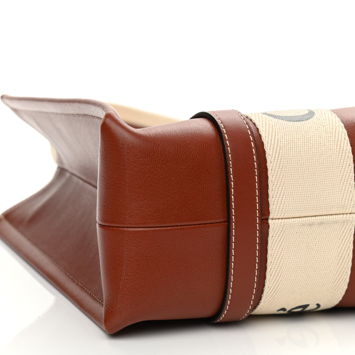 Calfskin Medium Woody Ribbon Tote Sepia Brown
