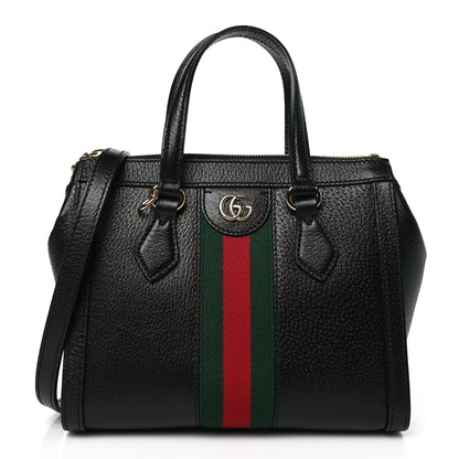 Gucci Textured Calfskin Web Small Ophidia Tote Bag Black 1 of 9