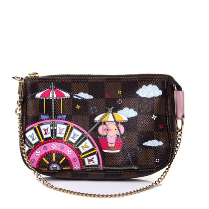 Louis Vuitton Damier Ebene 2020 Christmas Animation Big Wheel Mini Pochette Accessories Rose Ballerine 1 of 4