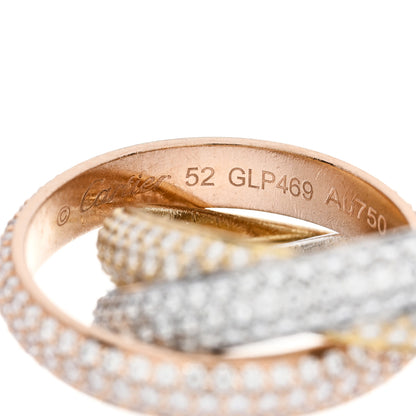 Cartier 18K White Yellow Pink Gold Diamond MM Trinity Full Paved Ring 52 6 4 of 6