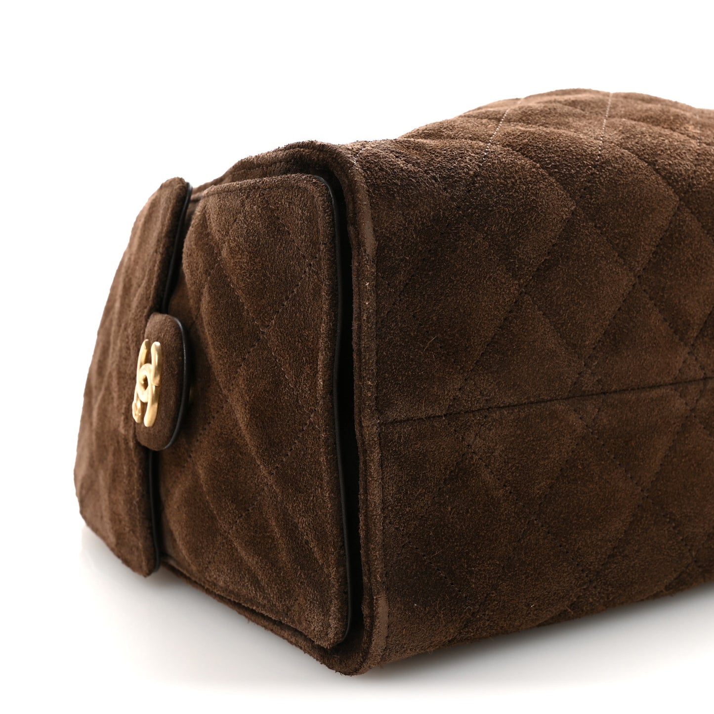 Suede Quilted Small Chanel 25 Handbag Dark Brown