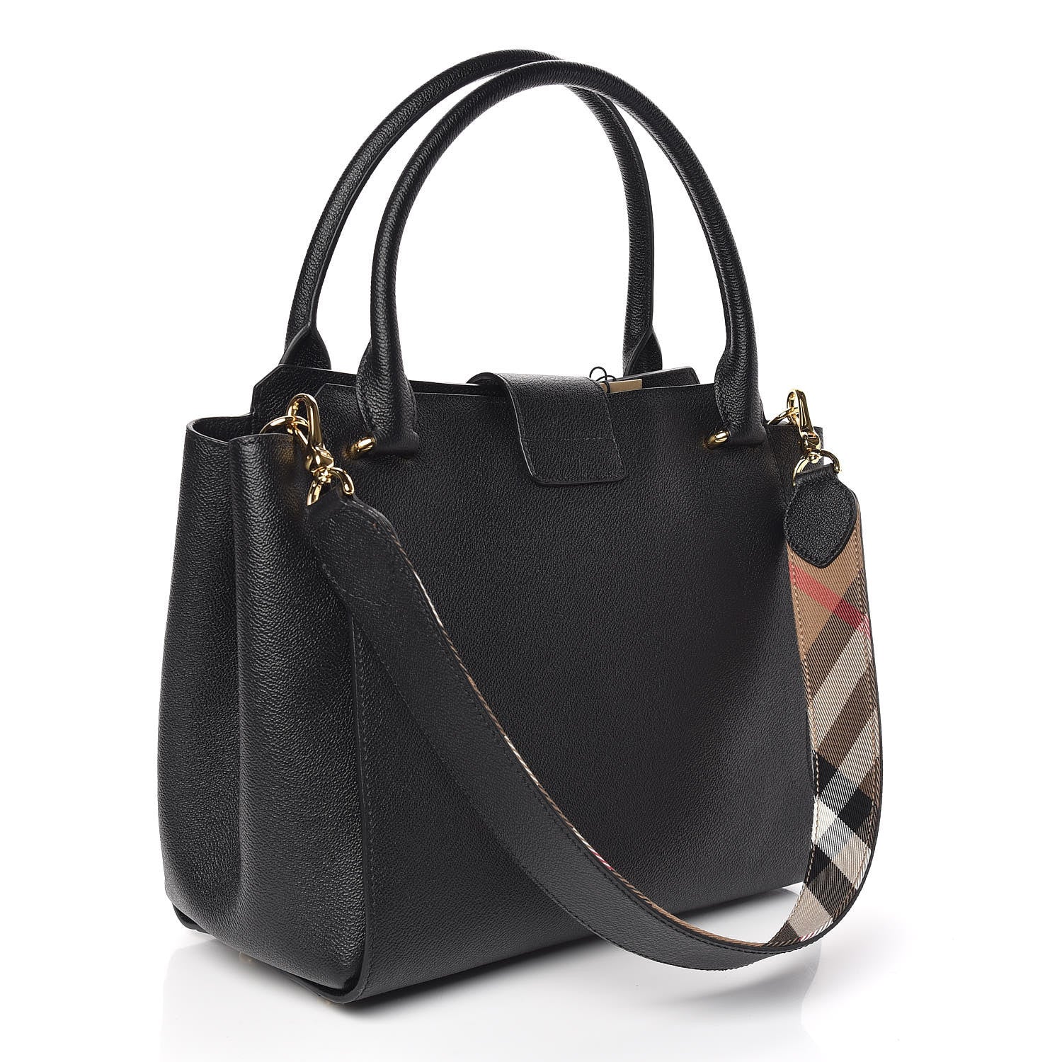 Burberry Soft Grain Calfskin Medium Buckle Tote Black 3 of 9
