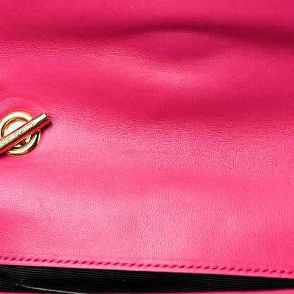 Saint Laurent Calfskin Matelasse Chevron Classic Monogram Baby Chain Bag Fuchsia 16 of 21
