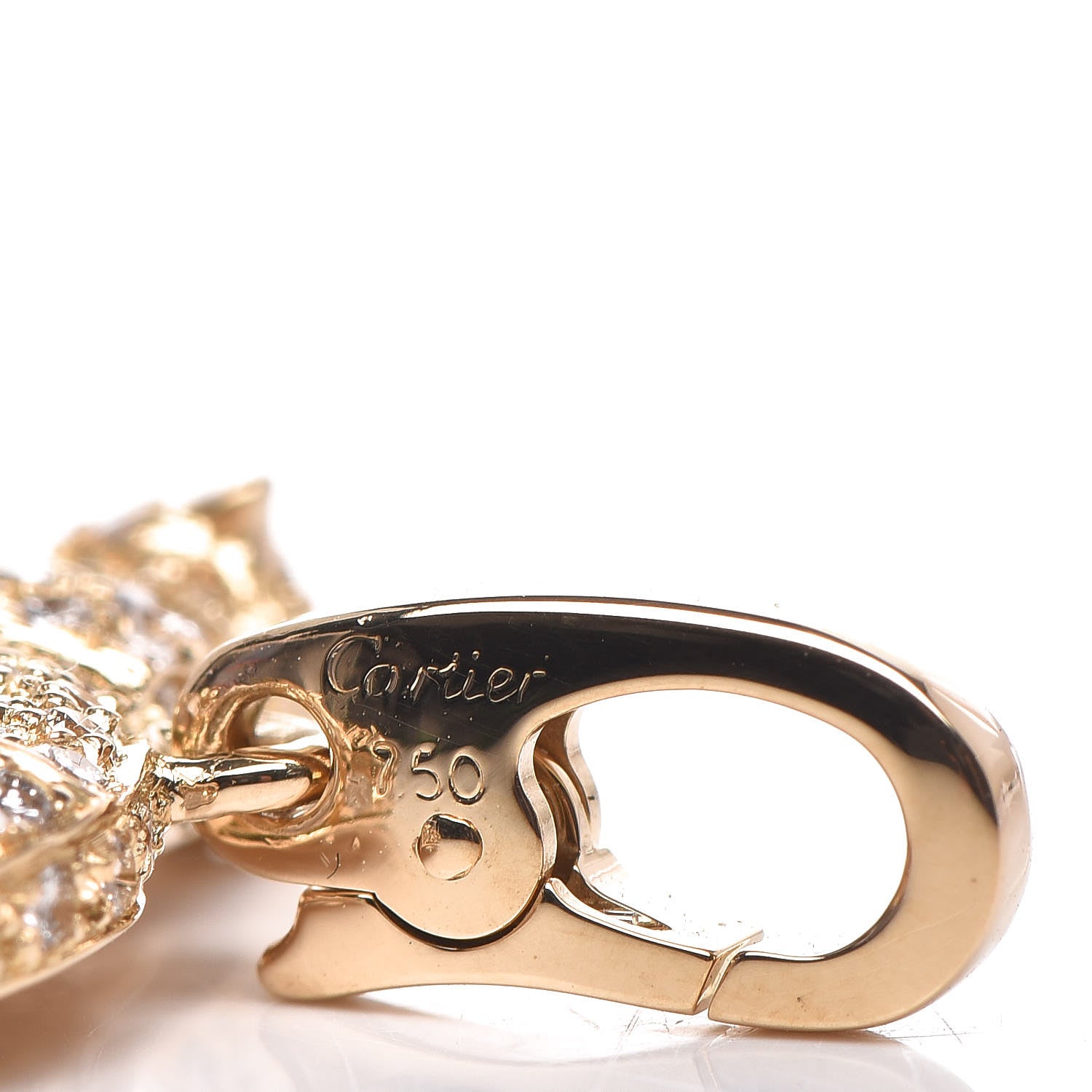 Cartier 18K Yellow Gold Diamond Emerald Panthère Pendant 4 of 4