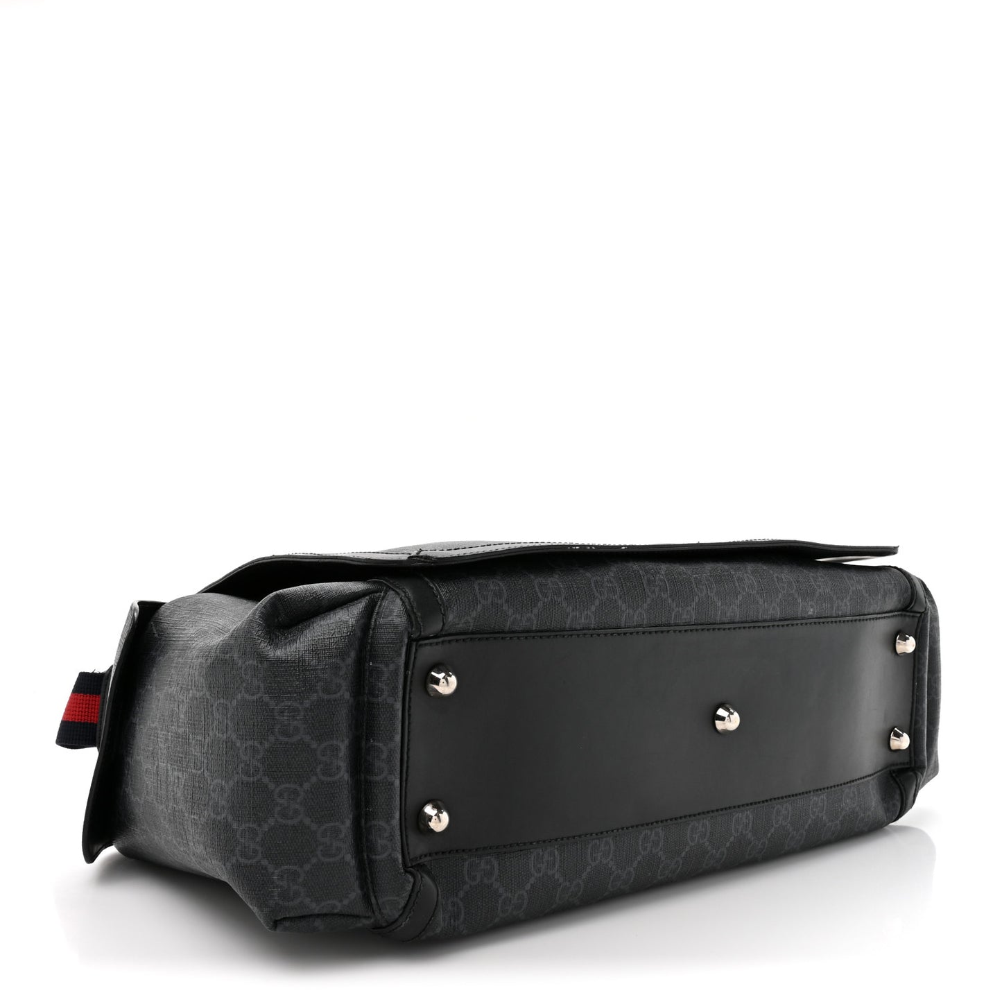 GG Supreme Monogram Web Messenger Diaper Bag Black Grey