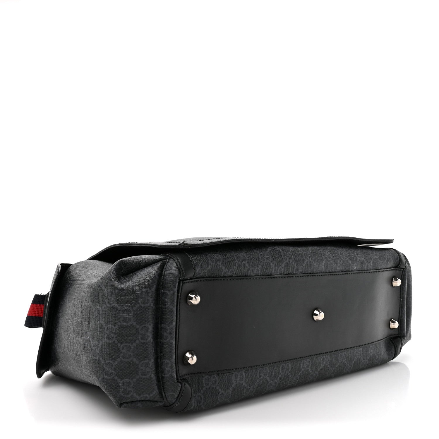 Gucci GG Supreme Monogram Web Messenger Diaper Bag Black Grey 4 of 14