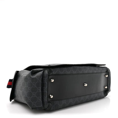 Gucci GG Supreme Monogram Web Messenger Diaper Bag Black Grey 4 of 14