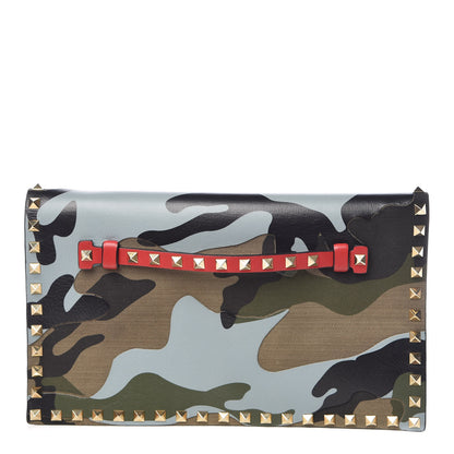 Valentino Garavani Nappa Canvas Camouflage Rockstud Wristlet Clutch Multicolor 1 of 10