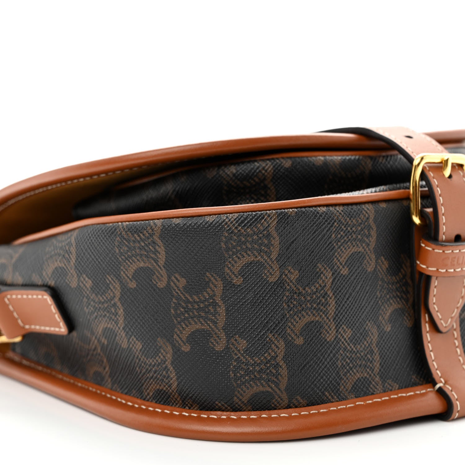 Celine Triomphe Canvas Medium Folco Bag Tan 9 of 10