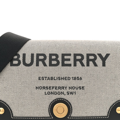 Burberry Canvas Horseferry Print Note Crossbody Bag Grey Black 8 of 12
