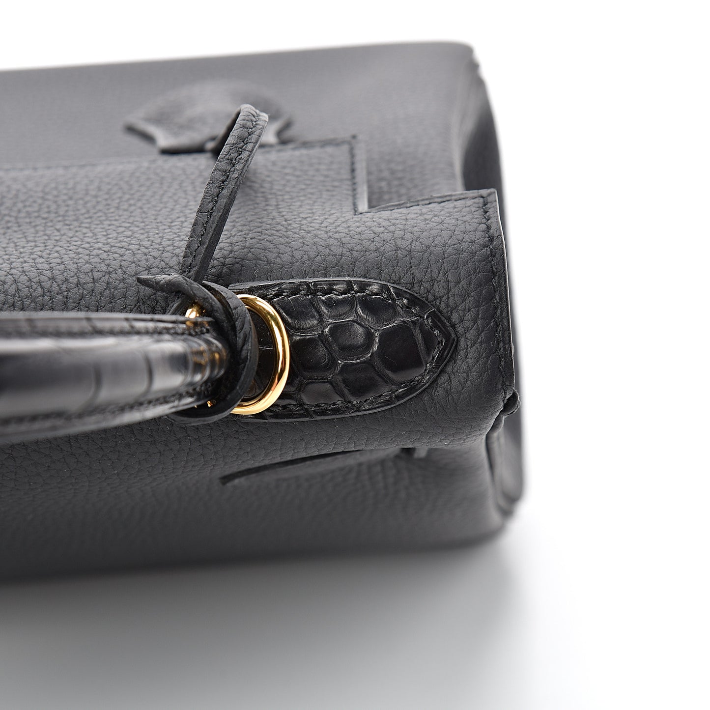 Togo Matte Alligator Kelly Retourne Touch 28 Black