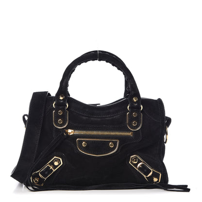 Balenciaga Baby Daim Suede Gold Metallic Edge Hardware Mini City Black 1 of 10