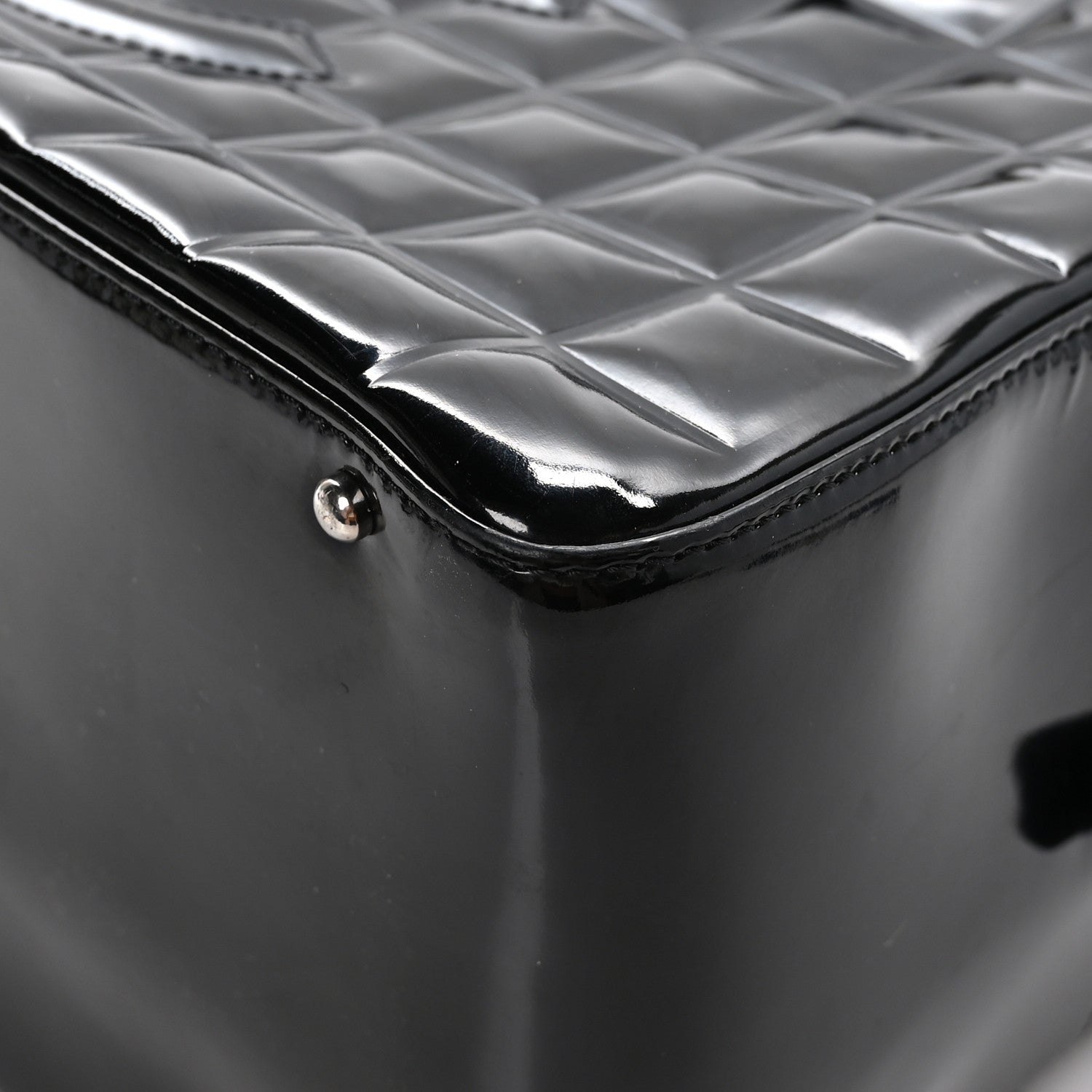 Chanel Patent Quilted Chocolate Bar Bowler Black 10 of 13